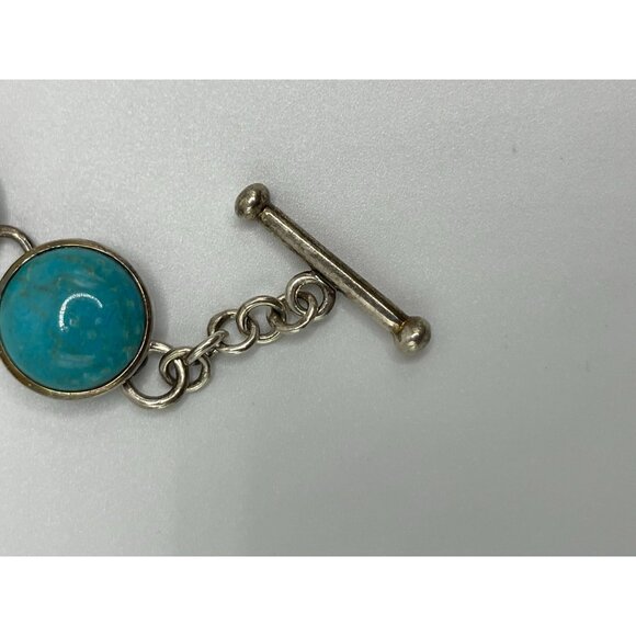 Sterling Silver Bracelet Turquoise Stone Toggle signed WR - Picture 4 of 10